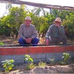 Tomás and Joaquín observing the day we planted